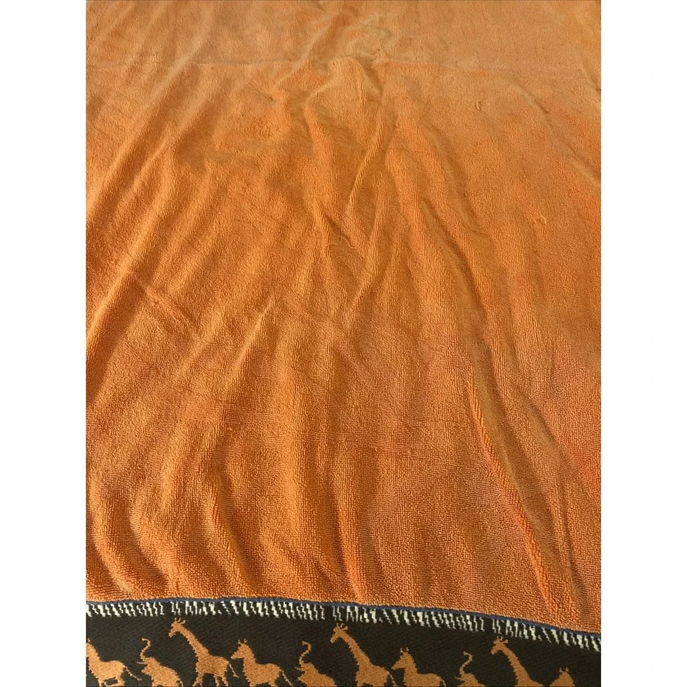 Franco Beach Company‎ Orange Beach Blanket Towel Giraffe Elephant Border Cotton